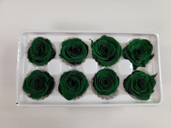 8 Dark Green Preserved Roses / Prom, Mother's Day Flowers, Wedding Decor, Red Roses For Bouquet, Vase, Home Decor & DIY Floral Arrangements